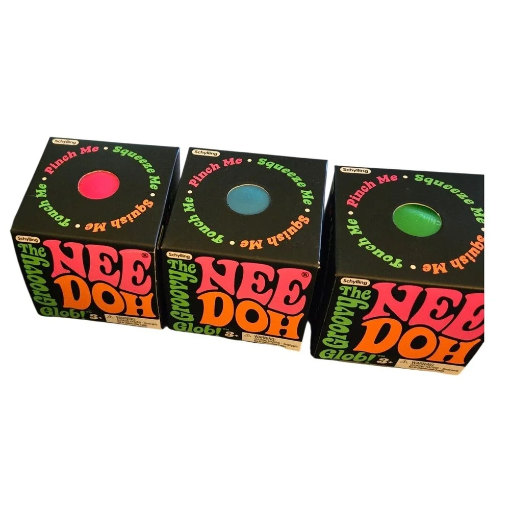 Schylling NeeDoh Groovy Glob OS Pink Blue Green New 3 Pack Fidget Toy